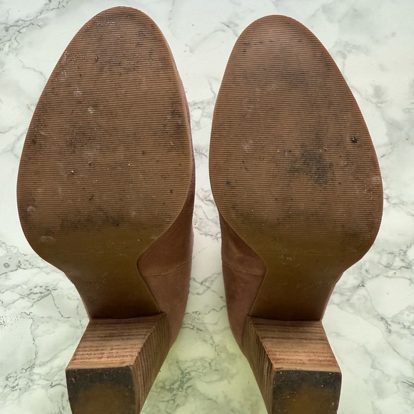 Elegant Pink Suede Block Heel Mules - Picture 4 of 6